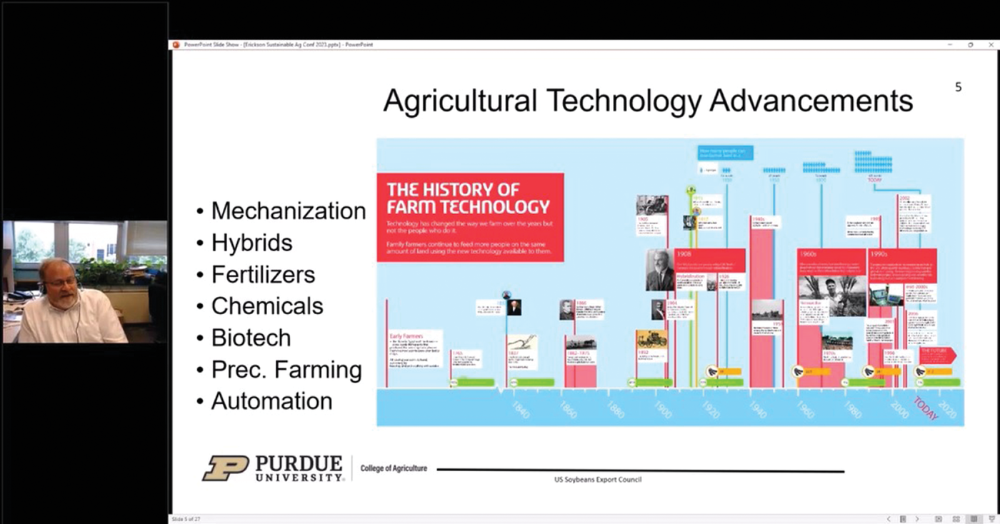 Bruce Erickson, Agronomy Education Distance & Outreach Coordinator at Purdue University, discussing what past adoption of technology can tell us about future advancements in artificial intelligence and unmanned aerial vehicles.