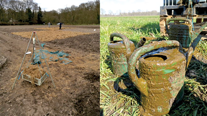 Grasses (left) and dairy manure (right) were two of the organic waste types investigated in this study. Photos by Dirk-Jan Kok.
