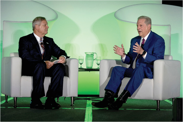 U.S. Secretary of Agriculture Tom Vilsack and former U.S. Vice President Al Gore discuss agricultural innovations needed to address and adapt to climate change.