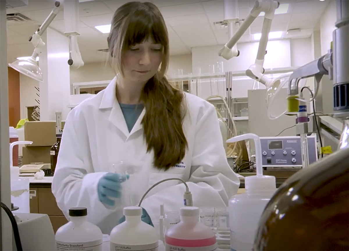 Skye Brugler working in the lab