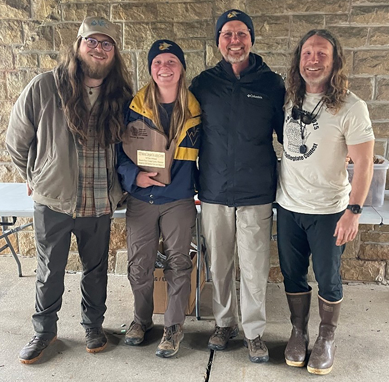 Figure 6. Winner of the Individual Contest (JosiLee Scott and her coach Jim Thompson from West Virginia University). Also pictured is Joel Gebhard (USDA-NRCS) and Bryant Scharenbroch (University of WisconsinâStevens Point).