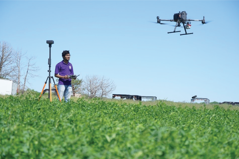 Figure 2. Collecting thermal and multispectral images of alfalfa.