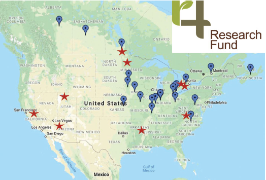 From 2013 through 2022, the 4R Research Fund provided around $8 million to support 39 projects. Stars indicate projects ongoing.
