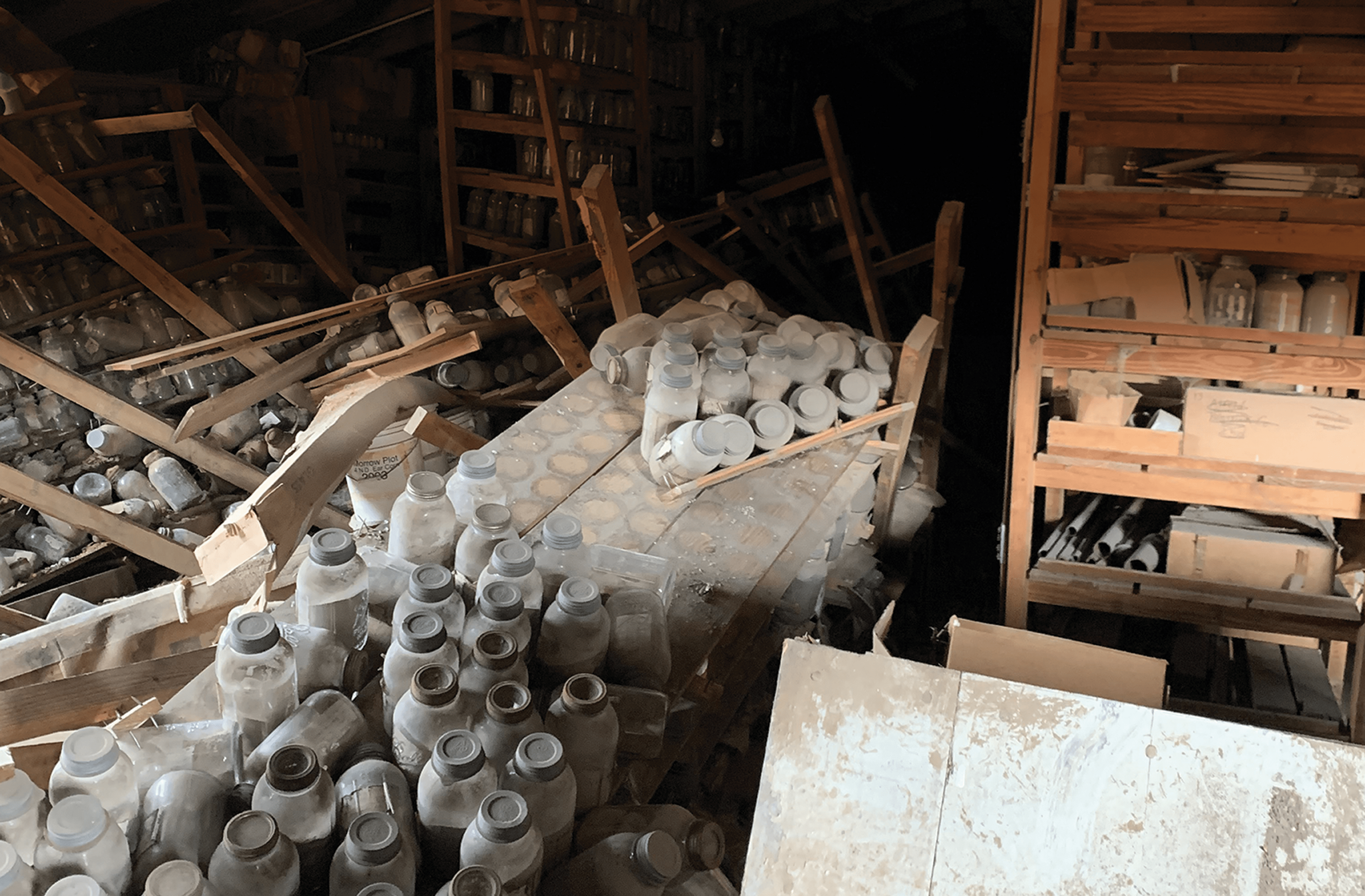 Archive as found in a to‐be‐demolished barn. Photo courtesy of Andrew Margenot.