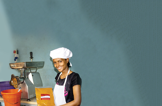 Bakers can replace close to half of the wheat flour or teff in bread and injera with orange- fleshed sweet potato (OFSP). Photo by Frezer Asfaw.