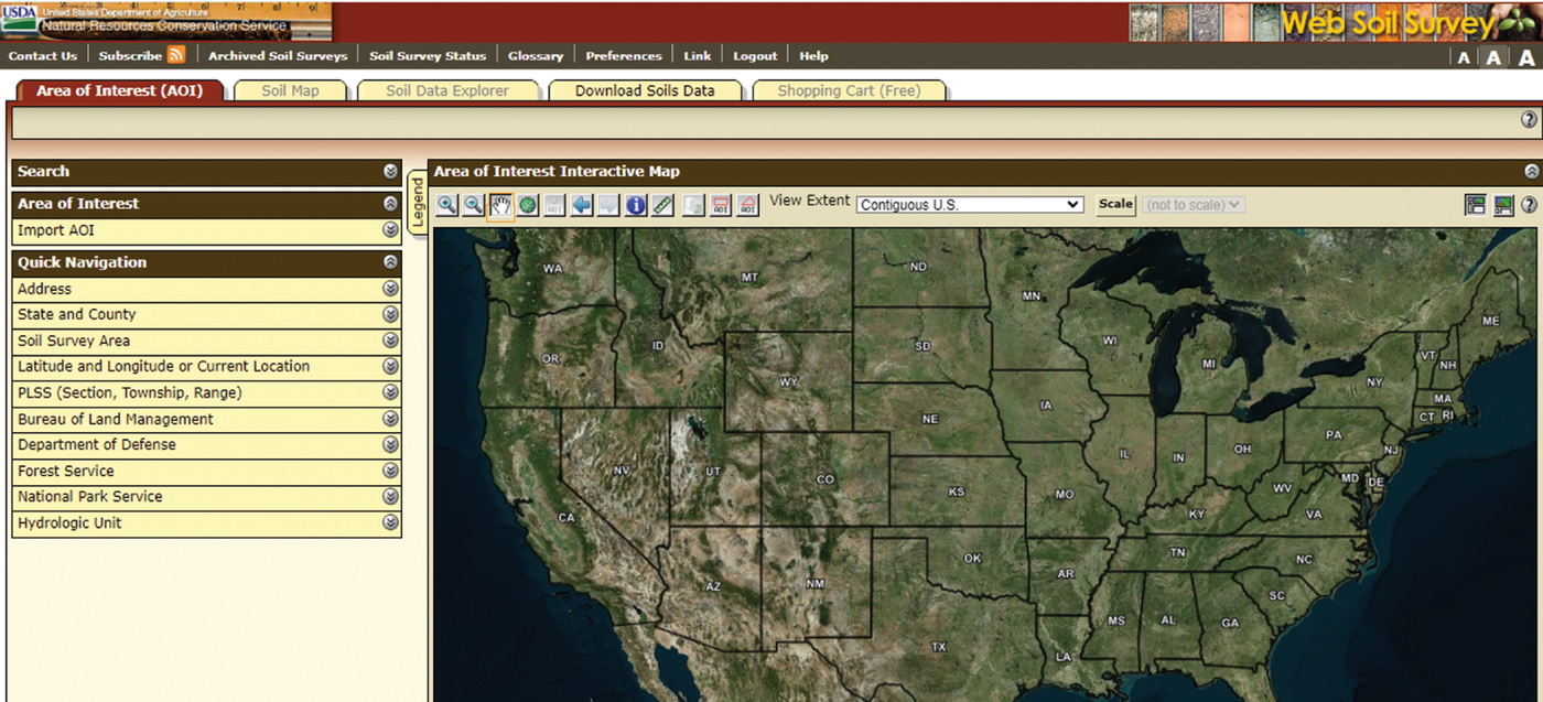 Figure 1. Web Soil Survey https://websoilsurvey.nrcs.usda.gov/app/WebSoilSurvey.aspx.