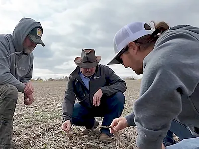 Matt Mongomery (center) is this year's Certified Crop Adviser of the Year. He is shown here with Brenton (left) and Christian Dean, who farm in Pike County, IL.