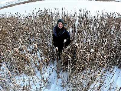 University of Saskatchewan honors student Kim Gilmour, first author  on the study, identified “cold moments” in wetlands that can affect nutrient retention following freeze–thaw cycles. Photo by Cody Attewell.