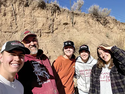 The University of Arkansas finished first at the 2022 Region IV Soil-Judging Contest. From l to r: Jonathan Brye, Coach; Dr. Kris Brye, Lilly Stults, Lauren Gwaltney, and Katie Janson.