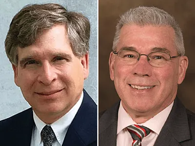 Paul Scott (left) and Jerry Hatfield (right) completed their service as editors of Crop Science and Agrosystems, Geosciences & Environment, respectfully, in 2023.