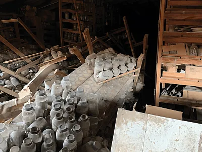 Archive as found in a to‐be‐demolished barn. Photo courtesy of Andrew Margenot.