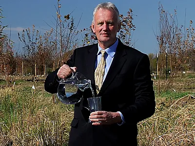 Andrew Sharpley poses for a photo to illustrate his commitment to clean waterways and drinking water, coupled with the importance of agriculture. Photo courtesy of Deanna Osmond.
