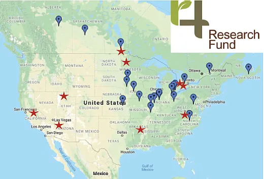 From 2013 through 2022, the 4R Research Fund provided around $8 million to support 39 projects. Stars indicate projects ongoing.