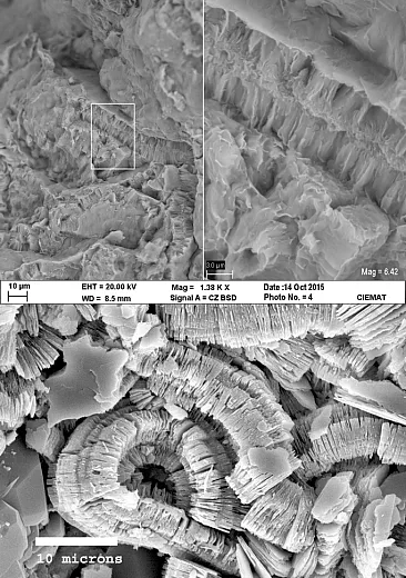 Figure 2 Kaolinite (top) and smectite (bottom) under an electron microscope. Images reproduced from the âImages of Clay Archiveâ of the Mineralogical Society of Great Britain and Ireland and the Clay Minerals Society (www.minersoc.org/imagesâofâclay.html).
