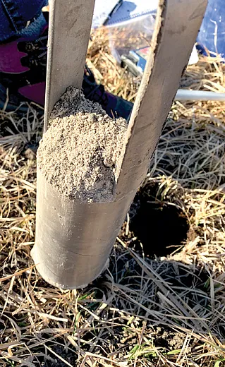 A sample of poor quality soil taken from a site used for urban agriculture in Salt Lake County, UT. Photo by Eli Oliver and Melanie Stock.