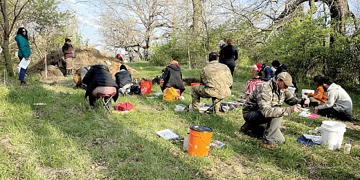 Teams saw a wide variety of recent parent material deposits in cropland, pasture, and forest, including glacial till and outwash, recent hillslope colluvium, loess, and alluvium. They also saw older till and colluvium and multiple combinations of parent materials. Photo by John Galbraith.