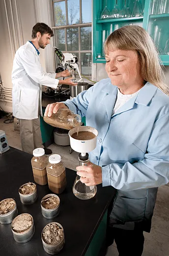 To test for microbial populations, farmers typically send soil samples to commercial or extension laboratories for analysis; however,testing can be costly depending on the materials/technology necessary for analysis and the number of samples. Photo by Peggy Greb.